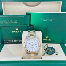2025 Rolex Datejust 41, White Oyster, 18k YG, Unworn Full Set, 126333-0015