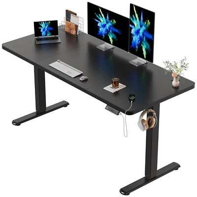 FLAMAKER 140 x 70 cm Höhenverstellbarer Schreibtisch Elektrisch Stehtisch PC-Schreibtisch