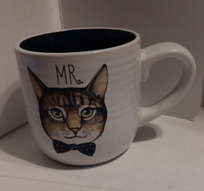 MR Cat Ceramic Mug 14 oz EAI Faces Tabby Cat With Bow Tie 