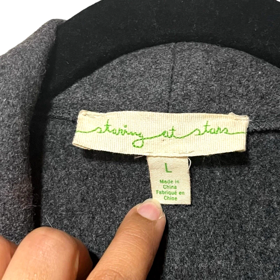 Cárdigan Cascada Frente Abierto Stars Mujer Grande Gris Negro Mezcla Lana Foto 4 de 4