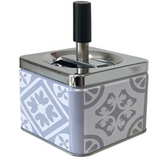 Cendrier poussoir gris en métal Carreaux de ciment