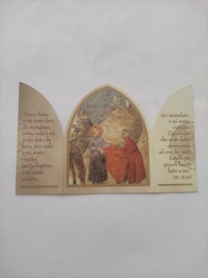 Il Dono Del Mantello Al Povero Santino Tripttico Assisi Francesco S6 Holy Card 