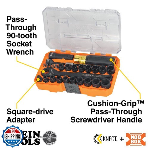 Klein Tools 65400KNECT KNECT Essential Pass Through Impact Socket Set, SAE an - Picture 2 of 5