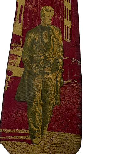 Claude Montana Silk Necktie James Dean walking in NYC Vintage 80s - Picture 2 of 8