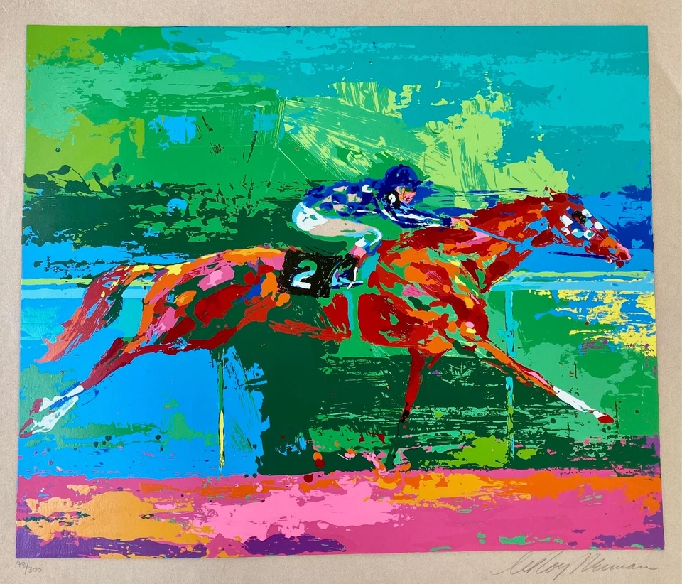 Leroy Neiman's "Big Red" Secretariat Original Serigraph 1973 Age Toning - Image 2 of 4