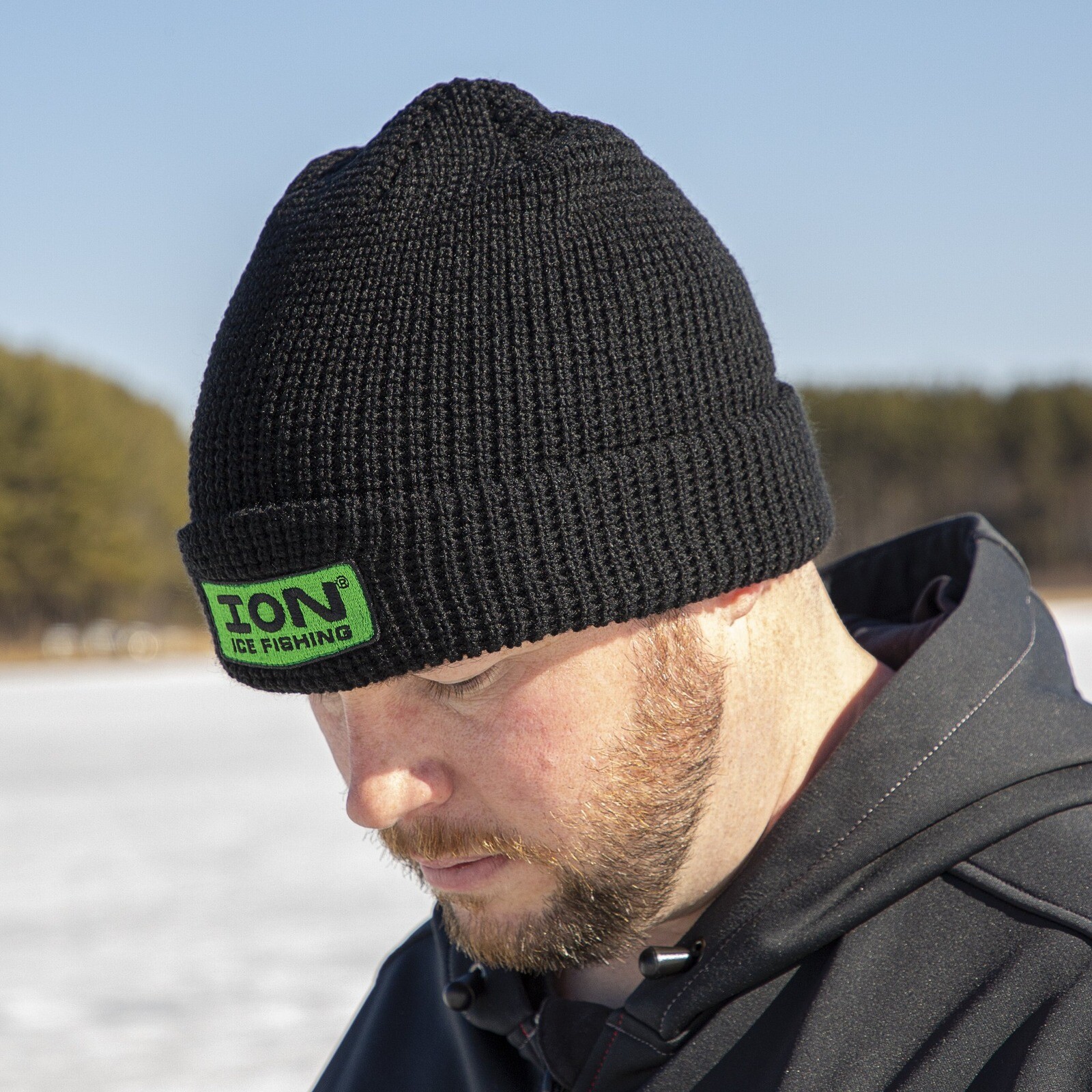 ION Ice Fishing Black Waffle Acrylic Warm Winter Chill Knit Hat eBay