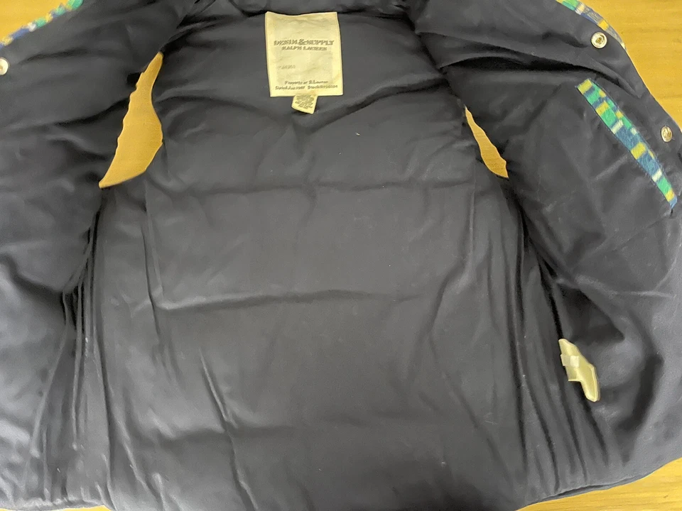 Ralph Lauren Pequeño Chaleco Chaqueta RRL Caza De Colección Imitación Cuero Polo Verde Cuadros GQ Foto 3 de 4