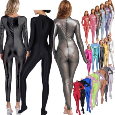 Damen Öl Bodystockings Glitzer Bodysuit Ultradünner Full Body mit  Unterwäsche