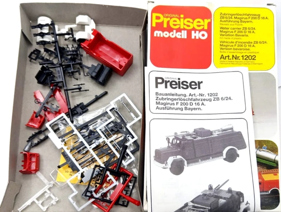 Preiser 1202  Bausatz Zubringerlöschfahrzeug Magirus   OVP  HO Modelleisenbahn - Bild 2 von 2