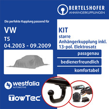 Für VW T5 Kasten/Bus 04.2003-09.2009 AHK starr +13pol spezifisch E-Satz NEU TOP