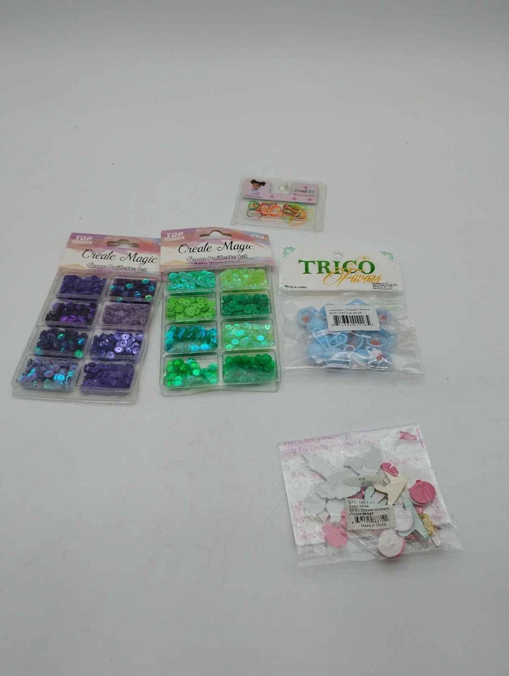 Lote artesanal de lentejuelas y adornos mágicos - azul, verde, púrpura, rosa Foto 2 de 3