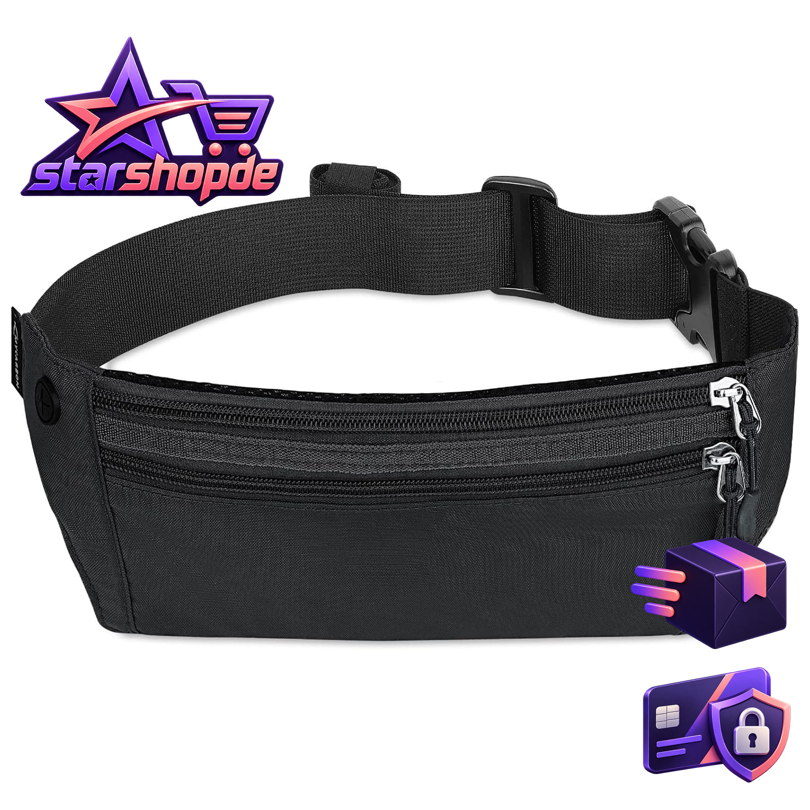 Bauchtasche Gürteltasche Flach RFID 100% Diebschutz für Reisen Sport Freizeit