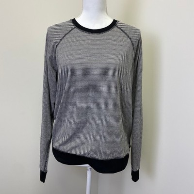 Marine Layer Women's XL Juno Reversible Raglan Top Black White Striped Casual