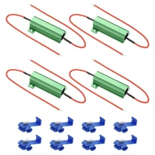 50W 1 Ohm Aluminum Shell Resistor, 4Pcs Housing Resistor with Clips, Green