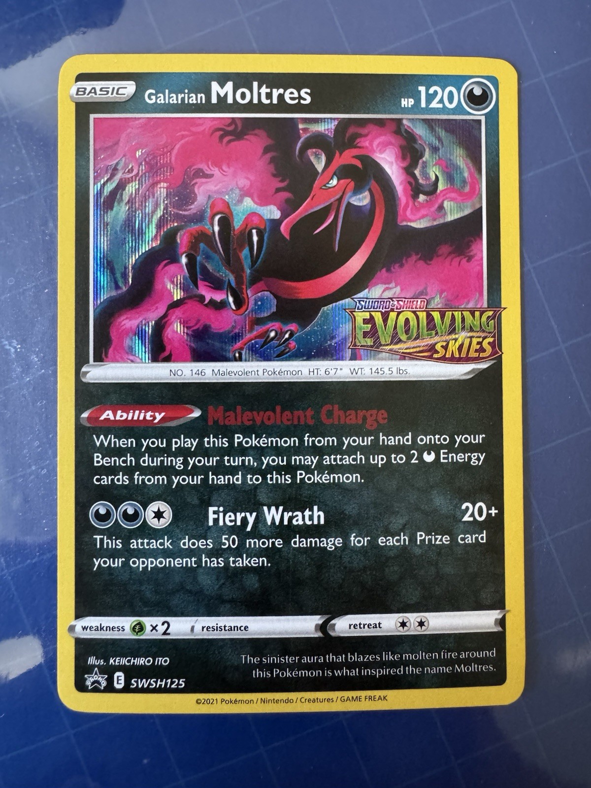 Pokémon TCG Galarian Moltres SWSH125 Evolving Skies Promo Holo 120 HP
