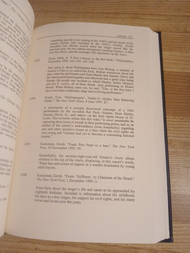 Sinatra An Annotated Bibliography 1939 - 1998 Leonard Mustazza Music Frank - Picture 13 of 15