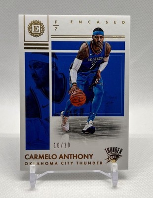 2017-18 Panini Encased Carmelo Anthony Gold Parallel 10/10 Thunder HOF #4
