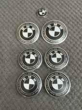 BMW Badges 82mm/74mm+4x 68mm Steering Wheel Sticker 45mm Black&white Set Of 7