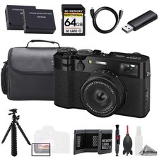 FUJIFILM X100VI Digital Camera Black   64GB  Tripod  Extra Batt - Value Kit