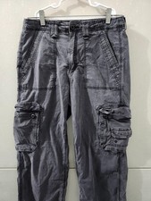 American Eagle Pants Womens 6 Gray Blu Baggy Cargo Utility Paratrooper Y2K Retro