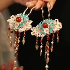 New Hanfu Hair Pin Pair Tassel Hair Sticks Chinese Costume Hair