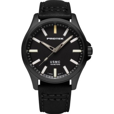 ProTek USMC Field Watch 3100 Series Titanium Case Leather Strap Quartz Movement