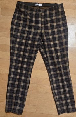Gerry Weber Edition Damen Hose Gr 42R Slim Fit Kariert Büro Business