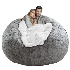 Giant Bean Bag Chair Cover(Cover Only,No Filler),Oversized Round Soft Fluffy ...