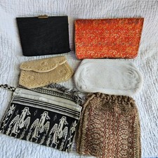Vintage Small Purse Bags Lot Bundle 6 Beaded Evening Clutch Assorted 40s 50s