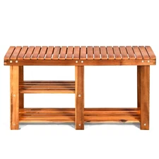 3-Tier Wood Shoe Rack Shoe Bench Home Freestanding Boots Organizer Heavy-duty