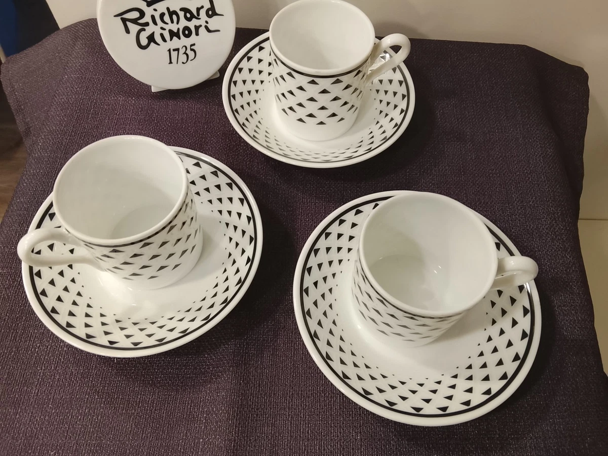YHOSSEUN Set Di 3 Tazze Da Caffè In Porcellana Con Piattino, 85 Ml, Demitasse Per Espresso E Moka, Con Portatazze In Metallo, 6 Pezzi, Colore Nero