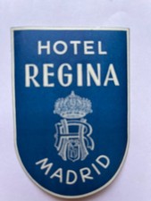 Vintage HOTEL REGINA Decal Madrid, Espana