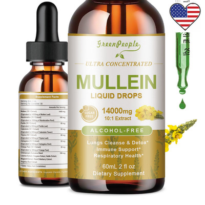 Mullein Drops for Lungs   Lung Detox for Smokers & Lung Cleanse Liquid  2oz