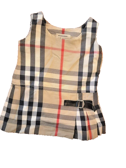 Burberry Baby Girl Nova Check Plaid Sleeveless Dress Belt 12M 80cm Made Portugal