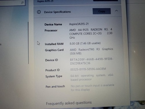 Acer Aspire 3 Laptop 17.3" w/ Charger 8GB Ram 1TB HD A315-21 - Picture 5 of 6