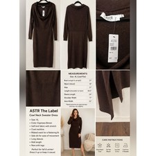 ASTR The Label Espresso Brown Cowl Neck Knit Midi Dress – Size XL – NWT