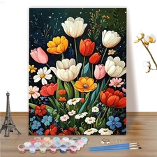 Malen Nach Zahlen Set Blumen Leinwand 40x50cm DIY Acryl Bastelgeschenk