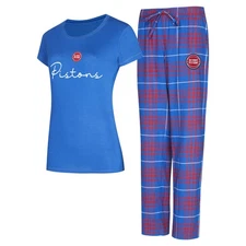 Women's Concepts Sport  Blue/Red Detroit Pistons Vector Top & Flannel Pants