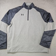 Under Armour Sweatshirt Mens Large Gray Quarter Zip Fleece Pullover Loose Fit