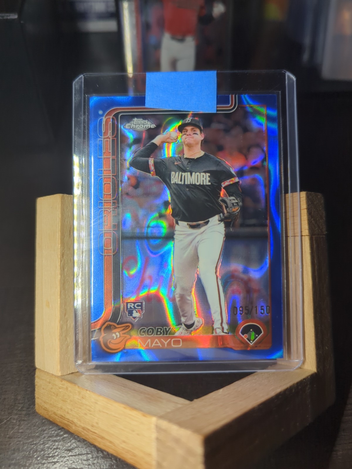 2025 Topps Chrome #120 Coby Mayo Rookie Blue Lava Refractor /150