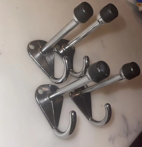 4x BATHROOM STALL COAT Hanger Hook Door BUMPER STOP CAST STAINLESS STEEL FOUR