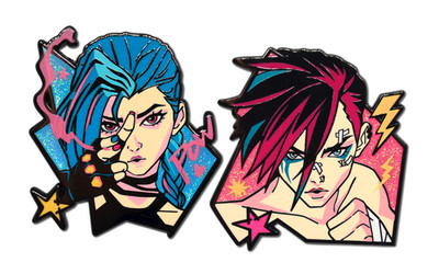 Jinx Vi League of Legends LoL Arcane Enamel Pins Gaming Anime Collectibles