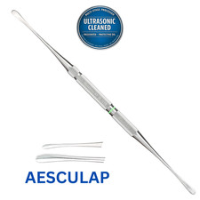 Disector elevador libre AESCULAP OL165R, doble extremo, mandíbula de 4 mm, curvado, 185 mm