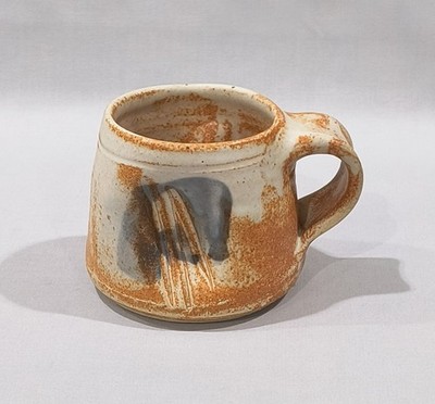 Handmade Studio Pottery Mug Glazed Blue & Brown Signed Coffee Mug