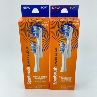 #ad SPINBRUSH Smart Clean Replacement Heads Soft 2 Pack Triple Sided NEW Lot of 2 $19.99