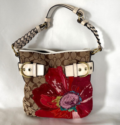 Limited Edition Coach Red Poppy for Peace Floral Signature Shoulder Bag 6123