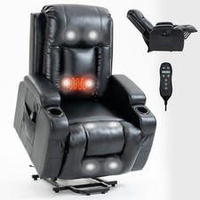 Power Lift Recliner Chair with Massage Heat for Elderly, 350 Lbs, Black
