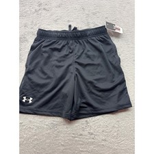 Under Armour Boys Large YL Black Athletic Shorts Loose Fit Mesh BASKETBALL