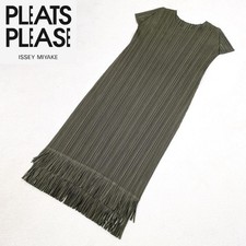Pleats Please Issey Miyake Fringe Pleated Long Dress Size 3
