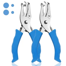 Single Hole Punch, 2 Pcs Hand Hole Puncher with Soft Grip Handle, 1/4" and 1/8"